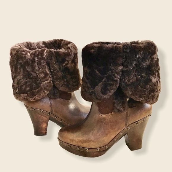 RARE Frye Ella Shearling Sheepskin FoldOver Boot - Picture 14 of 16